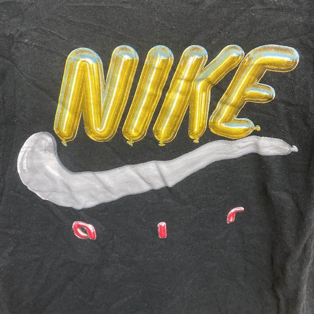 Vintage Nike Air Black T-Shirt with Yellow and White Logo